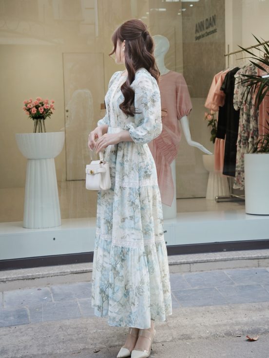 Đầm silk Nhật họa tiết 341