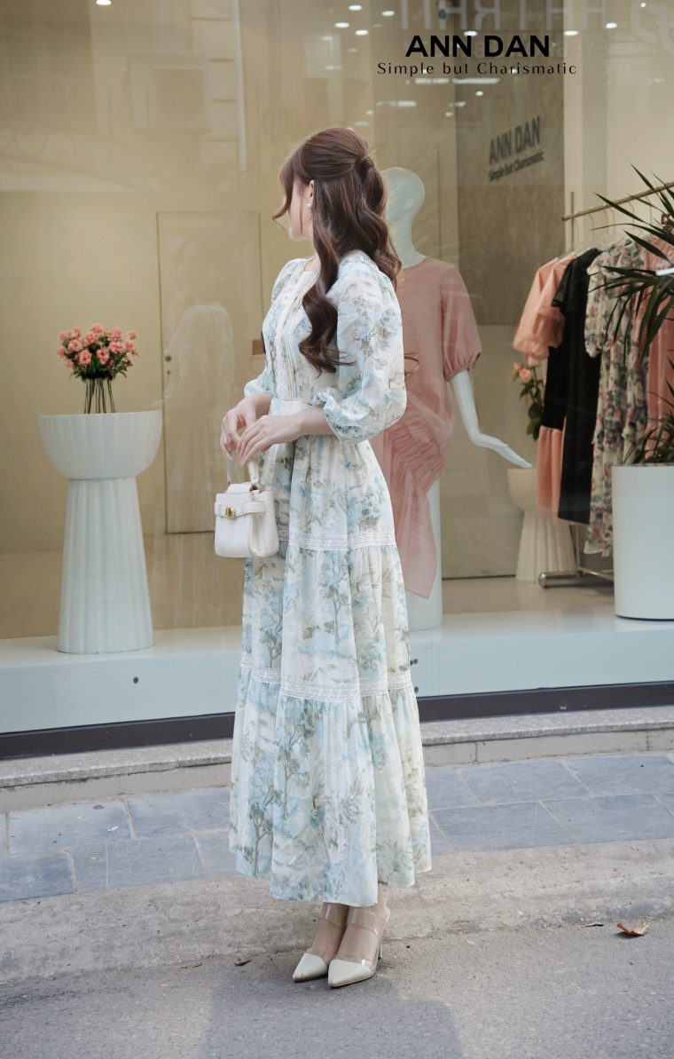 Đầm silk Nhật họa tiết 341