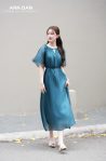 Đầm tơ bọt xanh 2