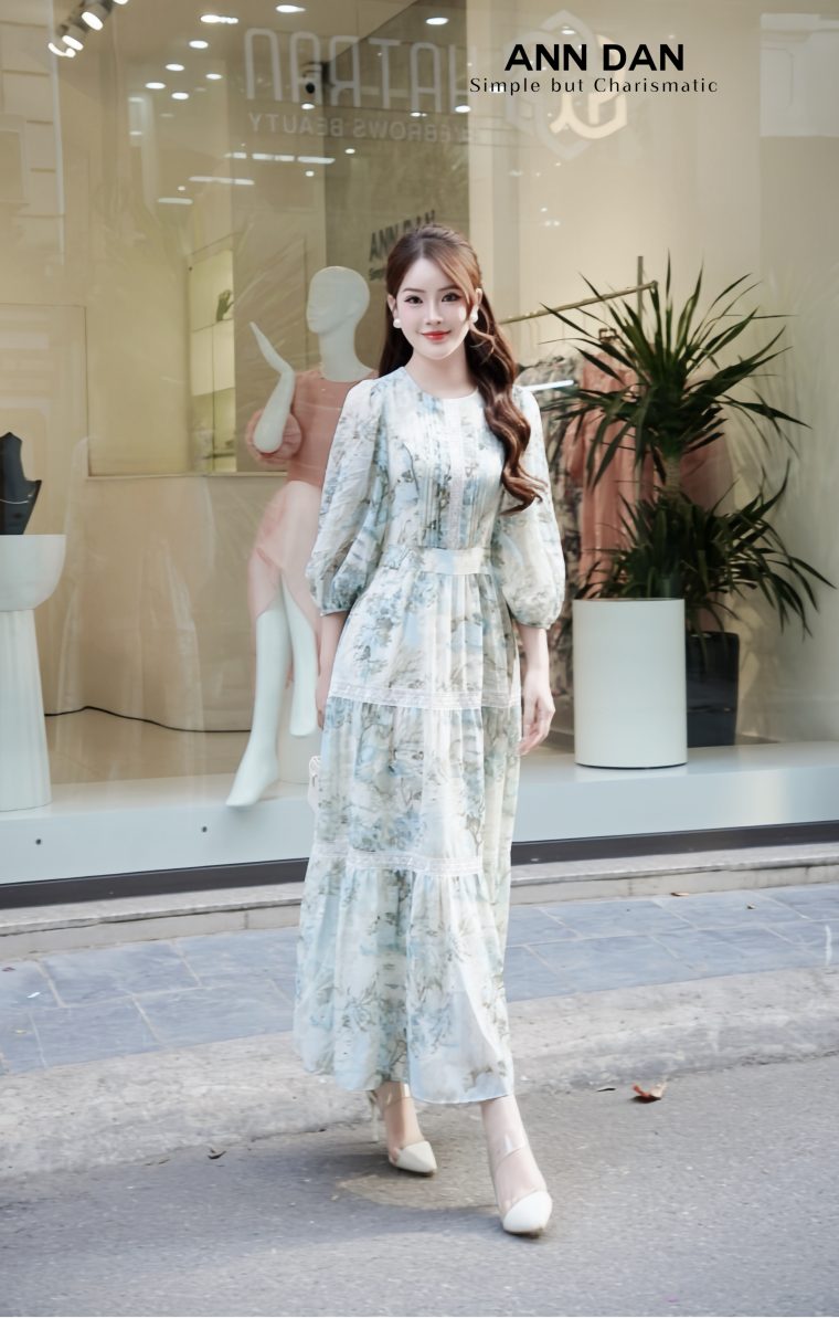 Đầm silk Nhật họa tiết 3