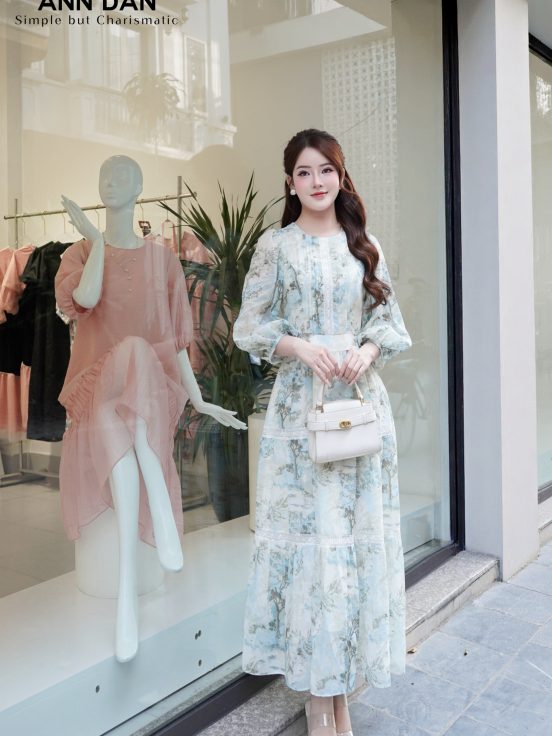đầm dài phối ren