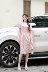đầm gấm chiết eo