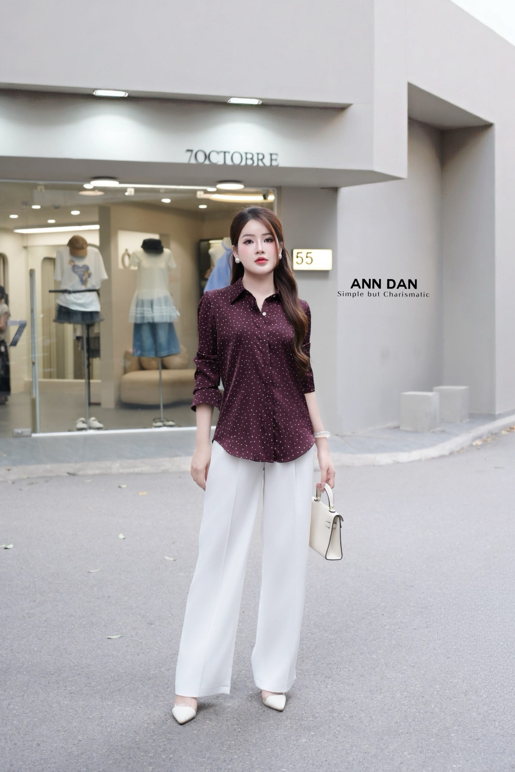 Áo lụa hàn chấm bi - Đỏ