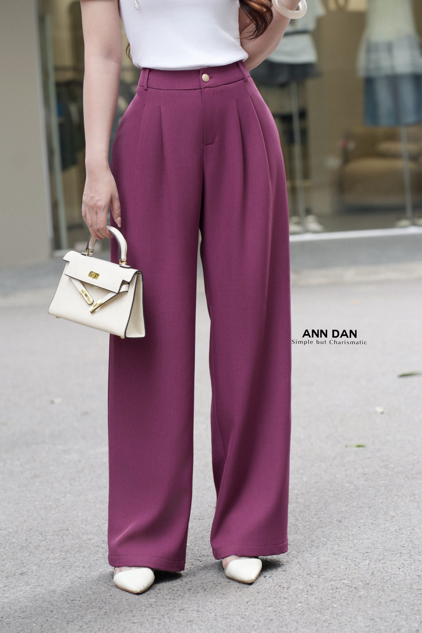 Quần xước Ý cúc đồng