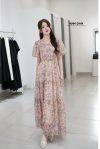 Đầm tơ xước cổ sen vuông rd