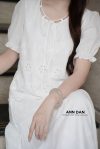 Set boy cộc tay cổ dây – Trắng 1