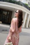 Đầm tơ hoa hồng phối ren 1