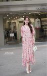 Silk Nhật hồng phai phối ren cúc ngọc 1