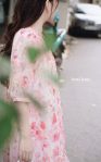Silk Nhật hồng phai phối ren cúc ngọc 2