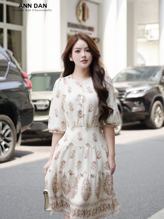 Đầm đũi Hàn in hoa cúc bọc 1