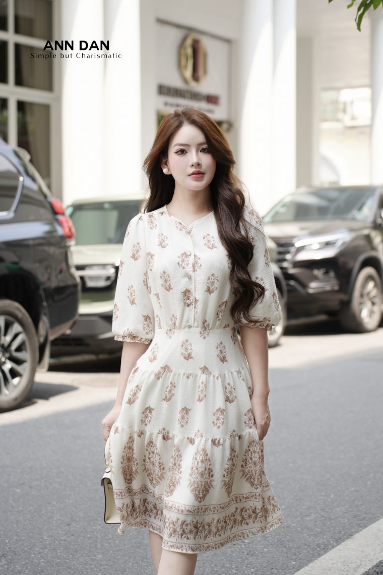 Đầm đũi Hàn in hoa cúc bọc 1