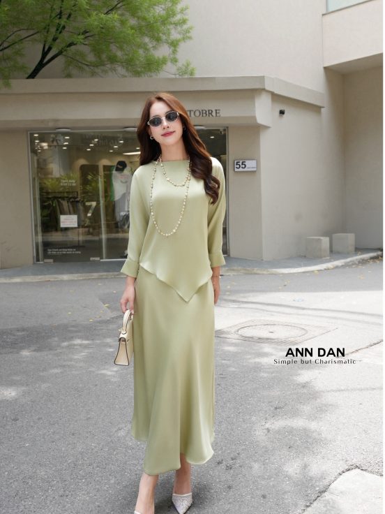 Lụa ngọc trai xanh bơ