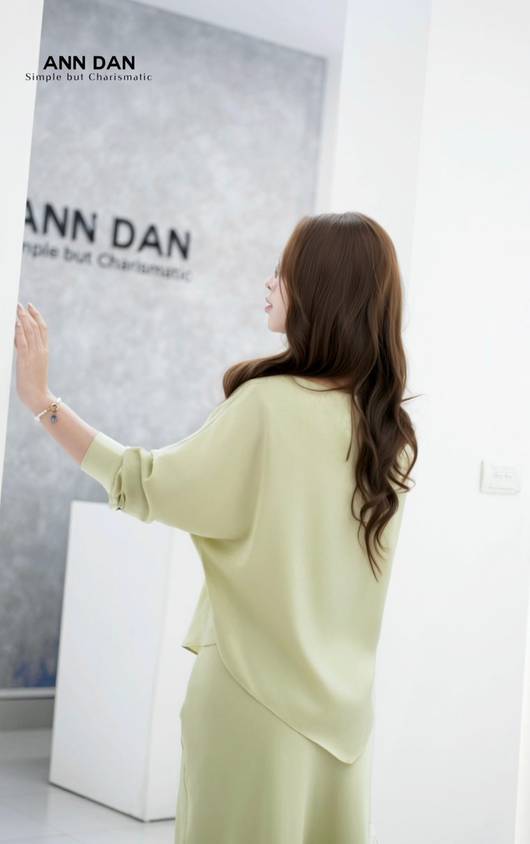 Set lụa ngọc trai xanh bơ XL