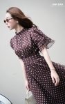 Đầm chấm bi cổ đổ nâu a