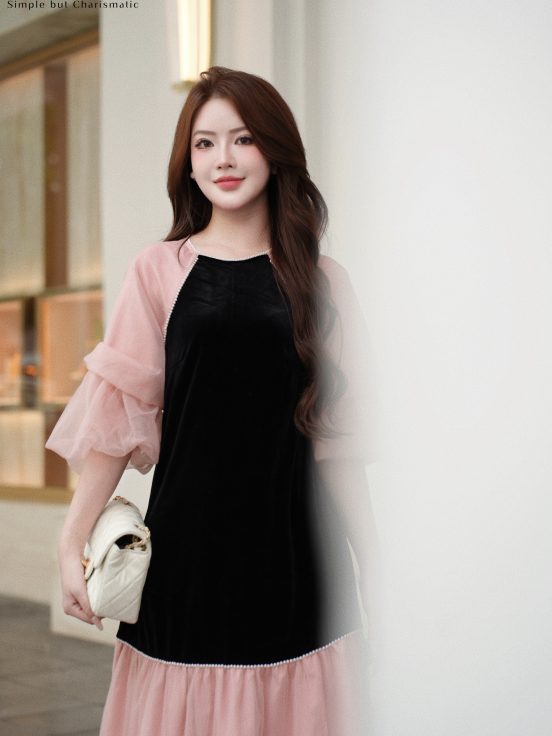 Đầm nhung phối tutu hồng 54