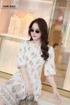 Đầm đũi Hàn in hoa cúc bọc - M