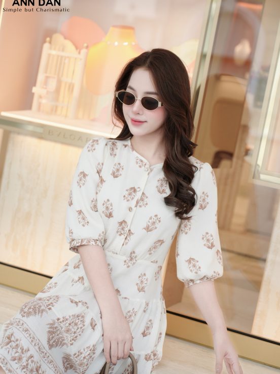 Đầm đũi Hàn in hoa cúc bọc - M