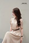 Đầm chéo ý khóa cổ l