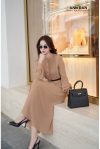 Đầm chifon Nhật cúc đồng ly ngực cổ bẻ 1