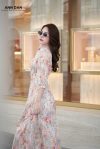 Đầm silk Nhật mịn nẹp ren cúc bọc