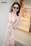 Đầm silk Nhật mịn nẹp ren cúc bọc 1