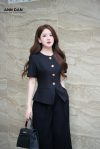 Áo kí giả đen cúc đồng - XS