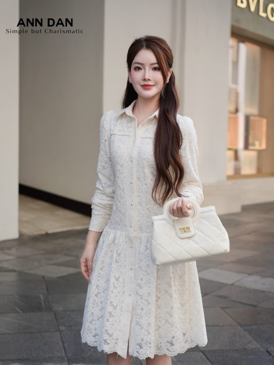 Ren be cổ sơ mi tùng nhún 1`