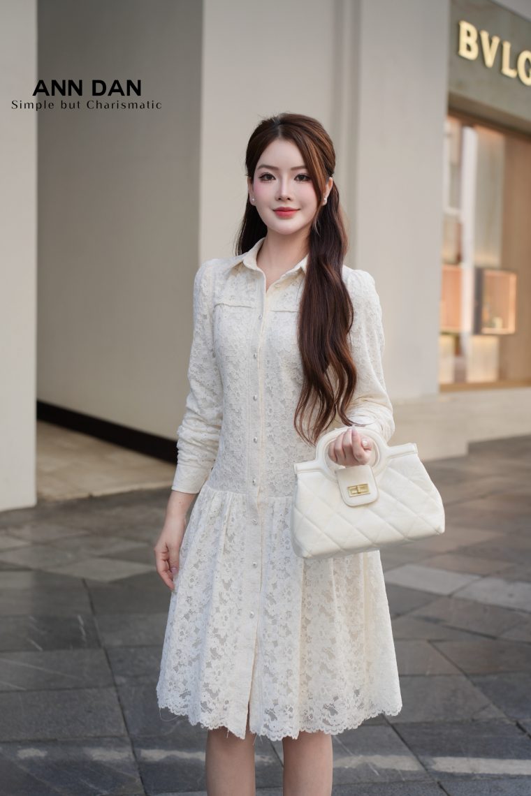 Ren be cổ sơ mi tùng nhún 1`